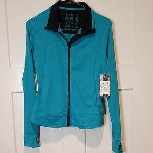 Yuj Yogawear France Women's Teal Yoga Jacket With Pockets & Thumb holes NWT M